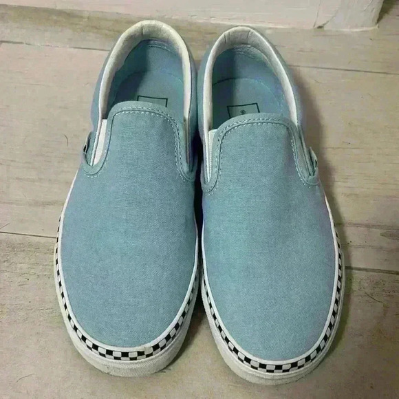 Vans Light Blue Slip-On Sneakers - Picture 1 of 7